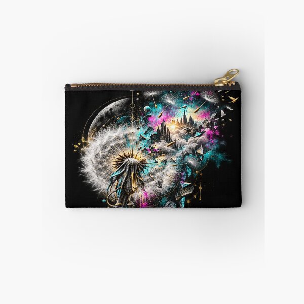 Item preview, Surreal Dandelion Transformation - Neon Cosmic Fantasy Art designed and sold by Personiq Kaleido.