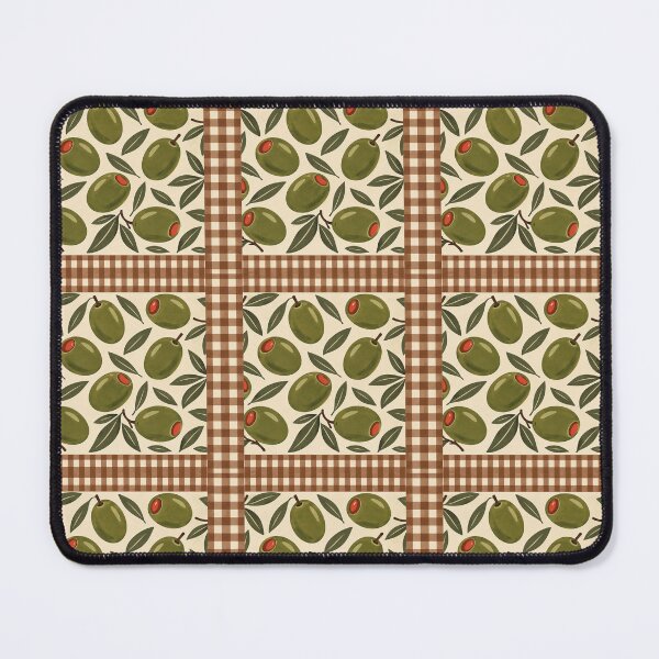 Item preview, Olive Picnic – Retro Olive & Gingham Throw Pillow designed and sold by astersgraphics.