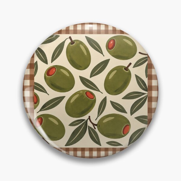 Item preview, Olive Picnic – Retro Olive & Gingham Throw Pillow designed and sold by astersgraphics.