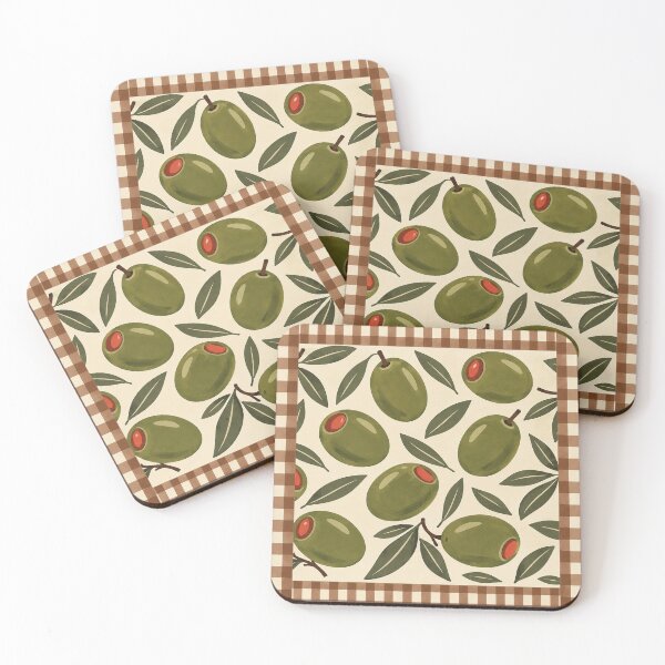 Item preview, Olive Picnic – Retro Olive & Gingham Throw Pillow designed and sold by astersgraphics.