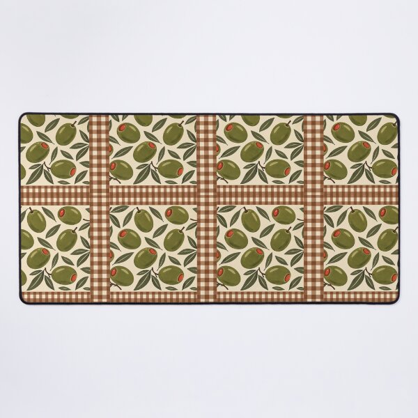 Item preview, Olive Picnic – Retro Olive & Gingham Throw Pillow designed and sold by astersgraphics.