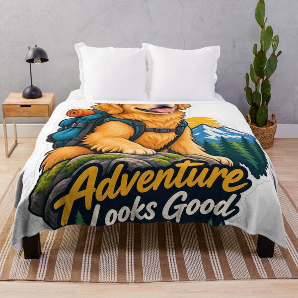 Item preview, Golden Retriever Adventure Sticker – Hiking Dog with Sunglasses & Mountains designed and sold by NestTshirt.