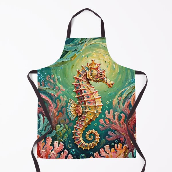 Item preview, Seahorse Among Bright Coral — Swirling Ocean Currents Art designed and sold by LunaAdventurer.