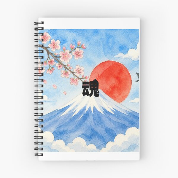 Item preview, Tamashii - Soul | Watercolor Mount Fuji & Red Sun | Japanese Design designed and sold by JapanMemoir.
