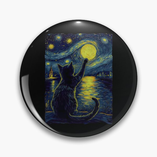 Item preview, Starry Night Cat, Vincent Van Gogh Style, Black Cat designed and sold by MckinleyZA.