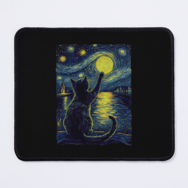 Item preview, Starry Night Cat, Vincent Van Gogh Style, Black Cat designed and sold by MckinleyZA.