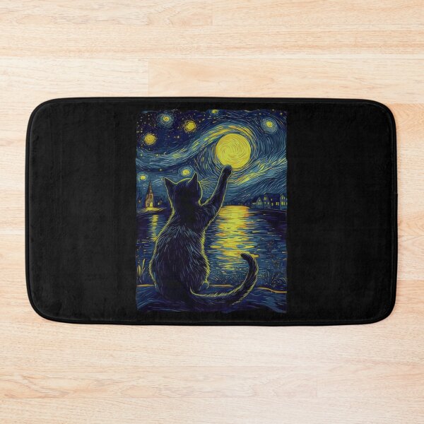 Item preview, Starry Night Cat, Vincent Van Gogh Style, Black Cat designed and sold by MckinleyZA.