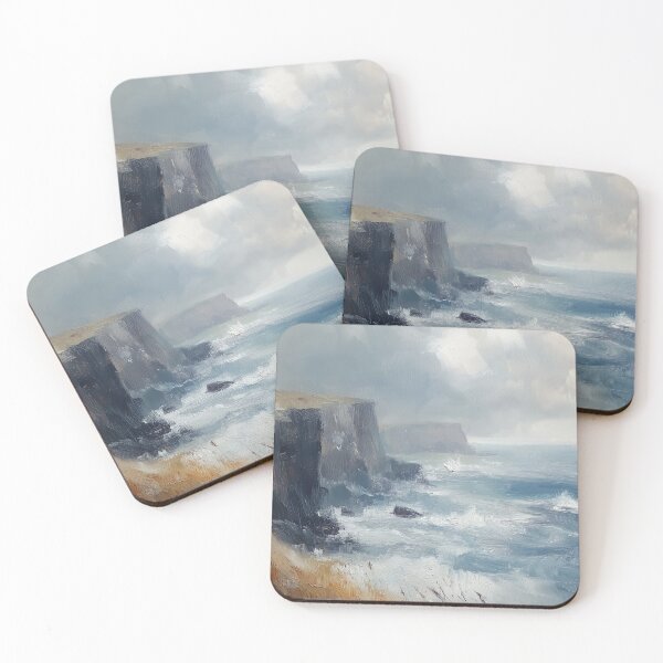 Item preview, Dramatic Sea Cliffs Coastal Oil Painting designed and sold by NatureSight.