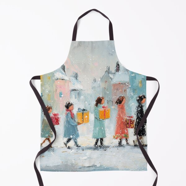 Item preview, Children Carrying Gifts Snowy Town Painting designed and sold by NatureSight.