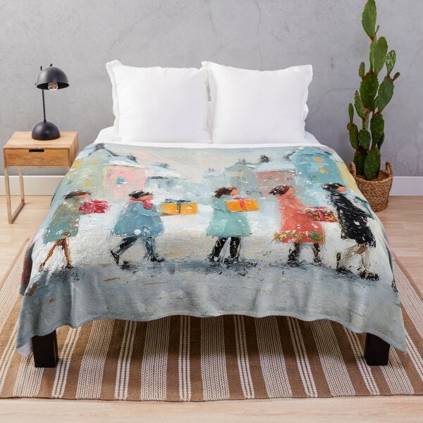 Item preview, Children Carrying Gifts Snowy Town Painting designed and sold by NatureSight.