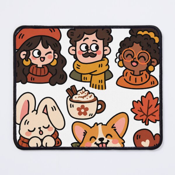 Item preview, Cozy Autumn Cafe People and Animal Doodles designed and sold by The198X.