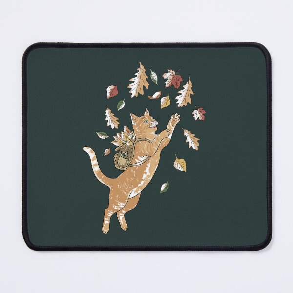 Item preview, Autumn Ginger Cat Cottagecore Whimsical Fall Leaves designed and sold by LeshanArt.