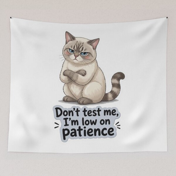 Item preview, Don't Test Me I'm Low On Patience Grumpy Cat designed and sold by PetalsPaws.