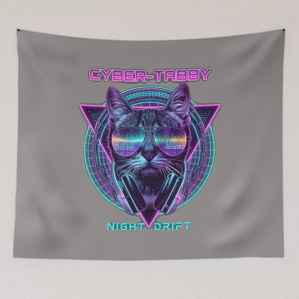 Item preview, Cool Feline DJ with Neon Specs & Audio Gear-83 designed and sold by PatrickMalchare.