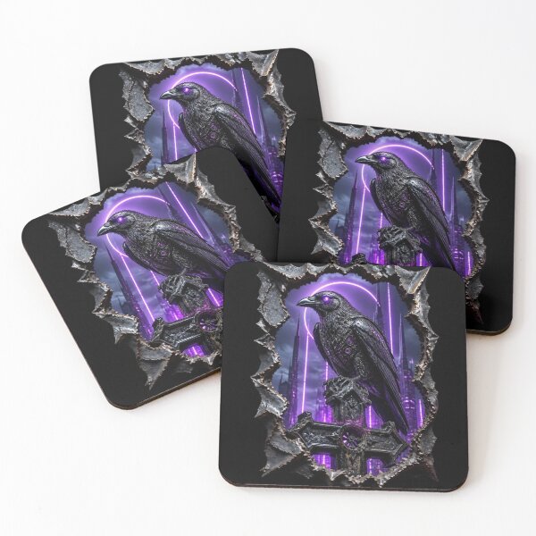 Item preview, Cyberpunk Mechanical Raven Gothic Cross Frame Art designed and sold by LazyDayzCo.