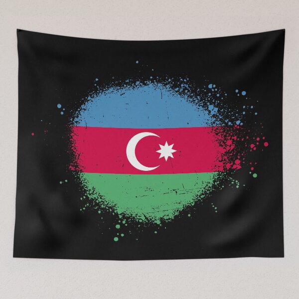 Item preview, Azerbaijan Flag Spray Paint Splatter Style designed and sold by DelfDesign.