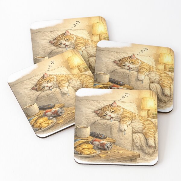 Item preview, Drooling Orange Cat Sleeping On Armchair designed and sold by UvooArt.