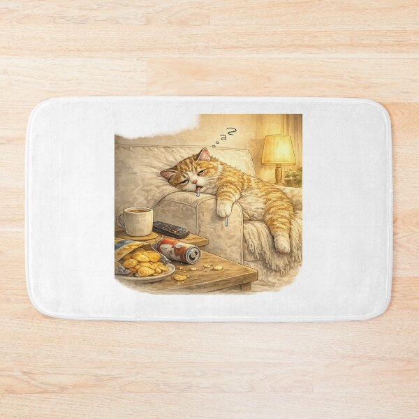 Item preview, Drooling Orange Cat Sleeping On Armchair designed and sold by UvooArt.