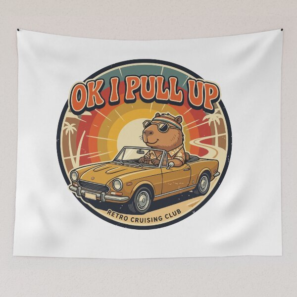 Item preview, Funny Retro Sunset Ok I Pull Up Capybara Meme Gift designed and sold by Arc2020.