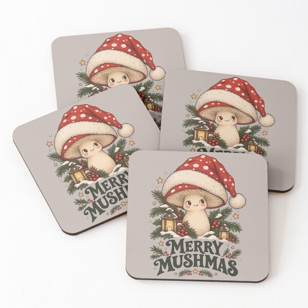 Item preview, Cute Christmas Mushroom in Santa Hat – Merry Mushmas  designed and sold by Skryp-art.