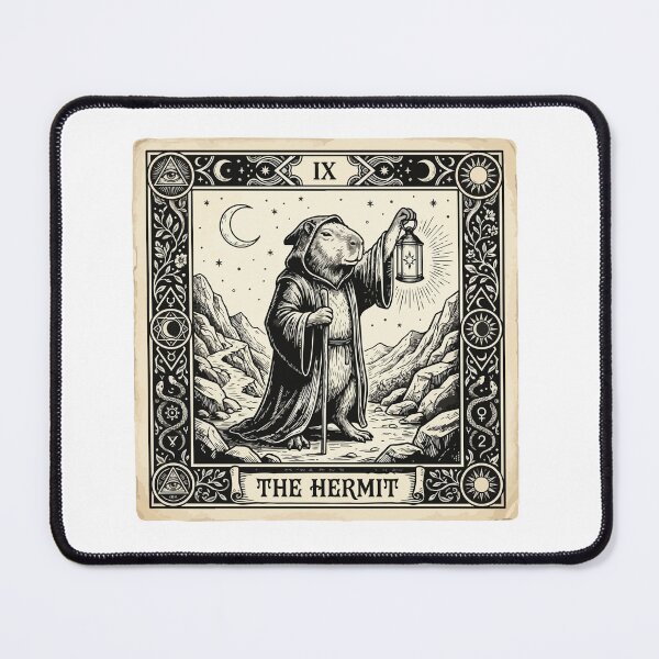 Item preview, The Hermit Tarot Card Aesthetic Funny Capybara Lover designed and sold by Arc2020.
