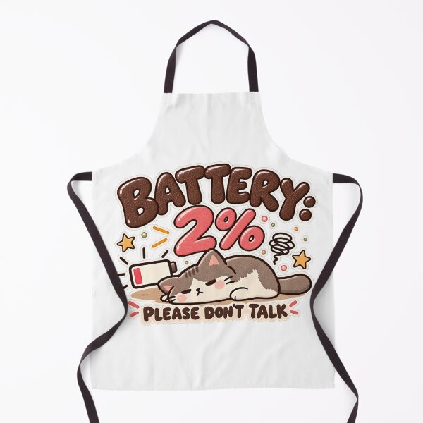 Item preview, Battery : 2% Please Don't Talk - Cute Tired Cat Introvert Design designed and sold by Phalong.