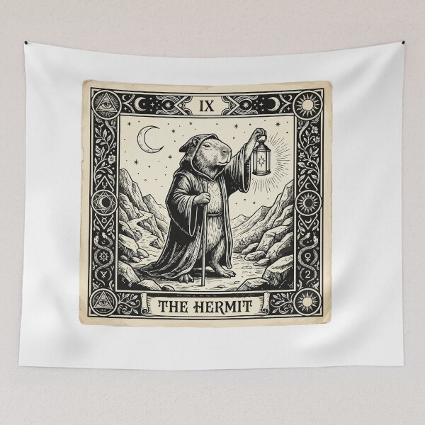 Item preview, The Hermit Tarot Card Aesthetic Funny Capybara Lover designed and sold by Arc2020.