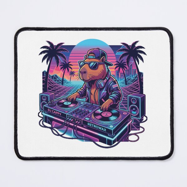 Item preview, Synthwave 80s Neon Retro Capybara DJ Music Lover designed and sold by Arc2020.