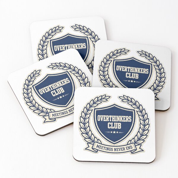 Item preview, overthinkers-club-meetings-never-end-badge designed and sold by kyoubi100.