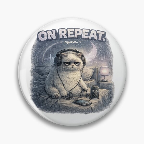Item preview, Funny On Repeat Again Music Cat designed and sold by UvooArt.