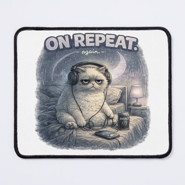 Item preview, Funny On Repeat Again Music Cat designed and sold by UvooArt.