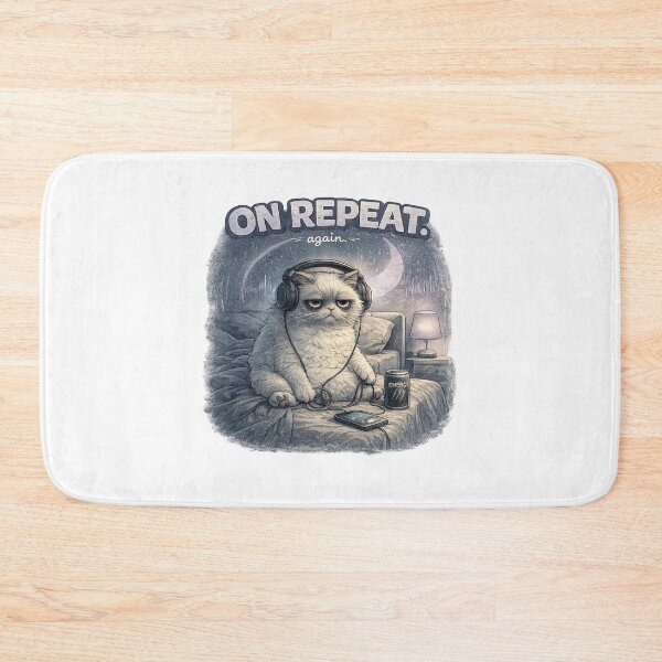 Item preview, Funny On Repeat Again Music Cat designed and sold by UvooArt.