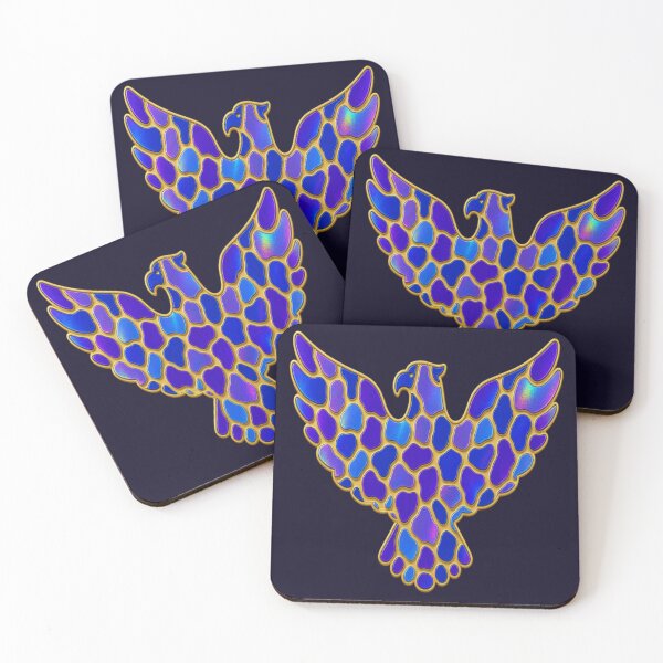 Item preview, Cyberpunk Holographic Eagle Crest - Luxury Sapphire Crystal Mosaic Pattern designed and sold by Breezes-of-Ida.