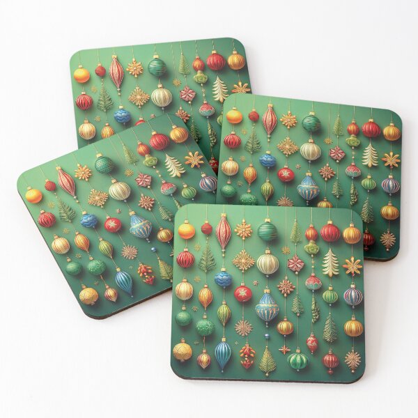 Item preview, Vintage christmas baubles on green designed and sold by Photopat.