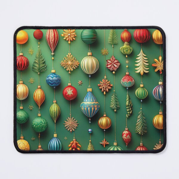 Item preview, Vintage christmas baubles on green designed and sold by Photopat.