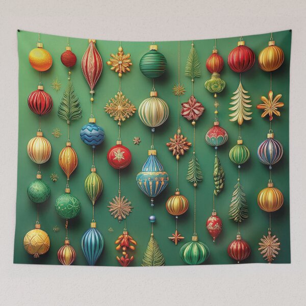 Item preview, Vintage christmas baubles on green designed and sold by Photopat.