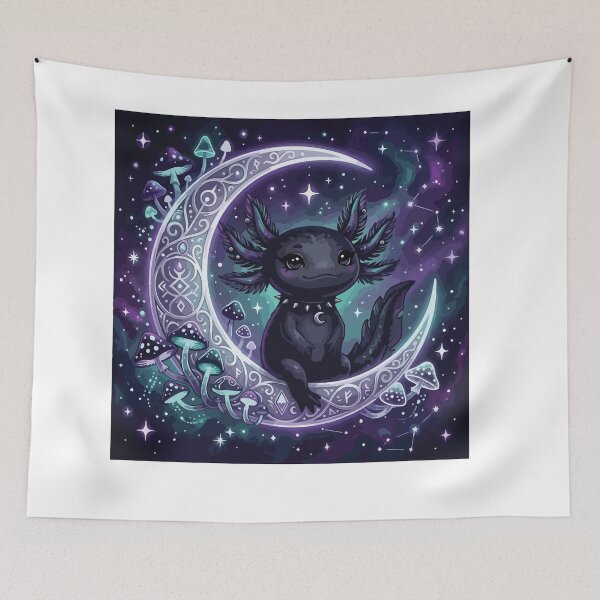 Item preview, Goth Witchy Axolotl with Crescent Moon Occult Art designed and sold by Arc2020.