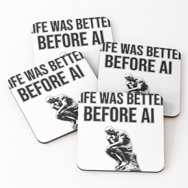 Item preview, Life Was Better Before AI - Auguste Rodin's The Thinker Retro Tech Humor designed and sold by clon-dot-net.