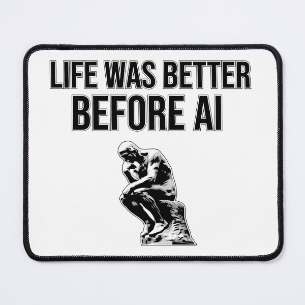 Item preview, Life Was Better Before AI - Auguste Rodin's The Thinker Retro Tech Humor designed and sold by clon-dot-net.