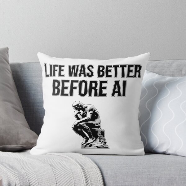 Item preview, Life Was Better Before AI - Auguste Rodin's The Thinker Retro Tech Humor designed and sold by clon-dot-net.