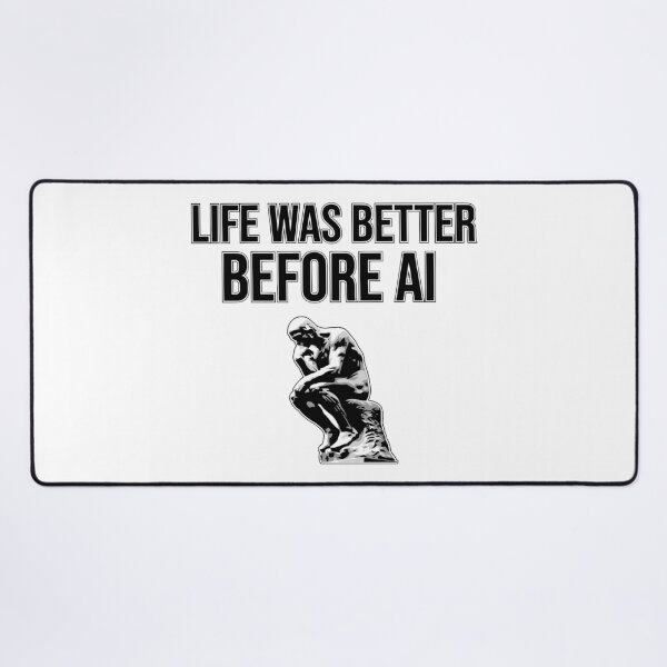 Item preview, Life Was Better Before AI - Auguste Rodin's The Thinker Retro Tech Humor designed and sold by clon-dot-net.