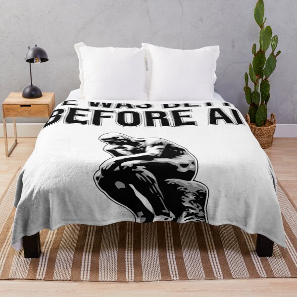Item preview, Life Was Better Before AI - Auguste Rodin's The Thinker Retro Tech Humor designed and sold by clon-dot-net.