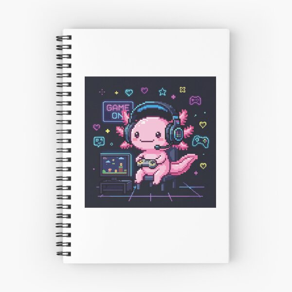Item preview, Gamer Axolotl with Headset Cute Pixel Art Streamer designed and sold by Arc2020.