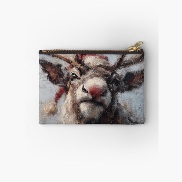 Item preview, Red Nose Reindeer Portrait Oil Painting designed and sold by NatureSight.