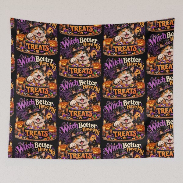 Item preview, Witch Better Have My Treats – Funny Calico Cat Halloween Design designed and sold by Pop, Culture and Stuff.