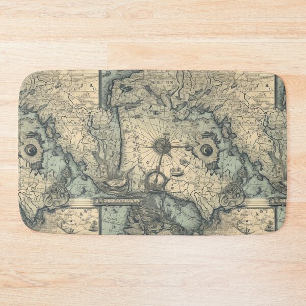 Item preview, Antique Style Nautical Chart World Map designed and sold by pinkal.