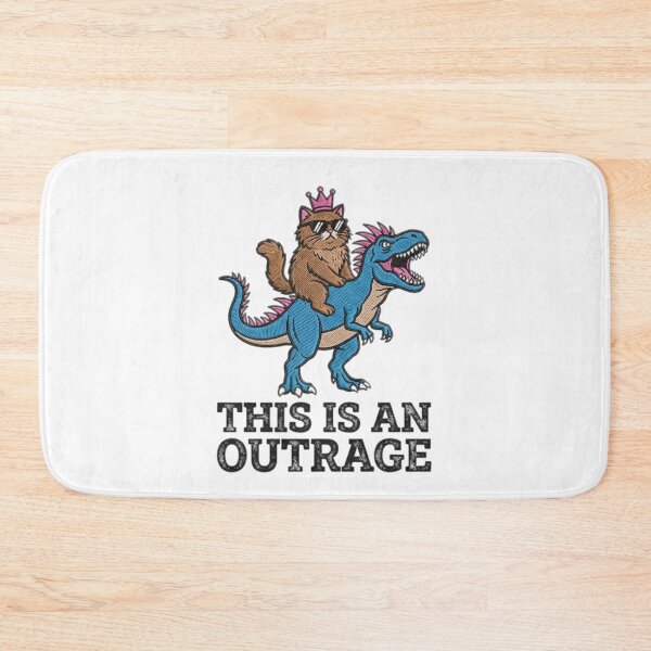 Item preview, This Is An Outrage Funny Cat Dinosaur Humor Sarcastic Pet Lover designed and sold by ZAbiriarto.
