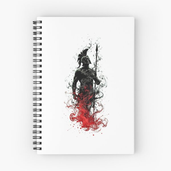 Item preview, Epic Spartan Warrior Dark Smoke and Red Fire Art Print designed and sold by  One City Two Children Studio.