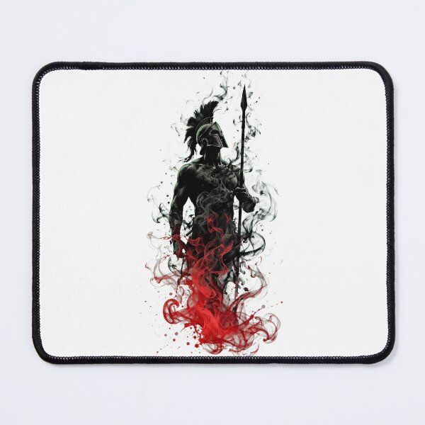 Item preview, Epic Spartan Warrior Dark Smoke and Red Fire Art Print designed and sold by  One City Two Children Studio.