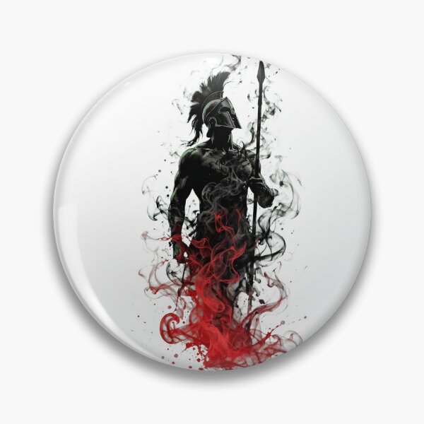 Item preview, Epic Spartan Warrior Dark Smoke and Red Fire Art Print designed and sold by  One City Two Children Studio.